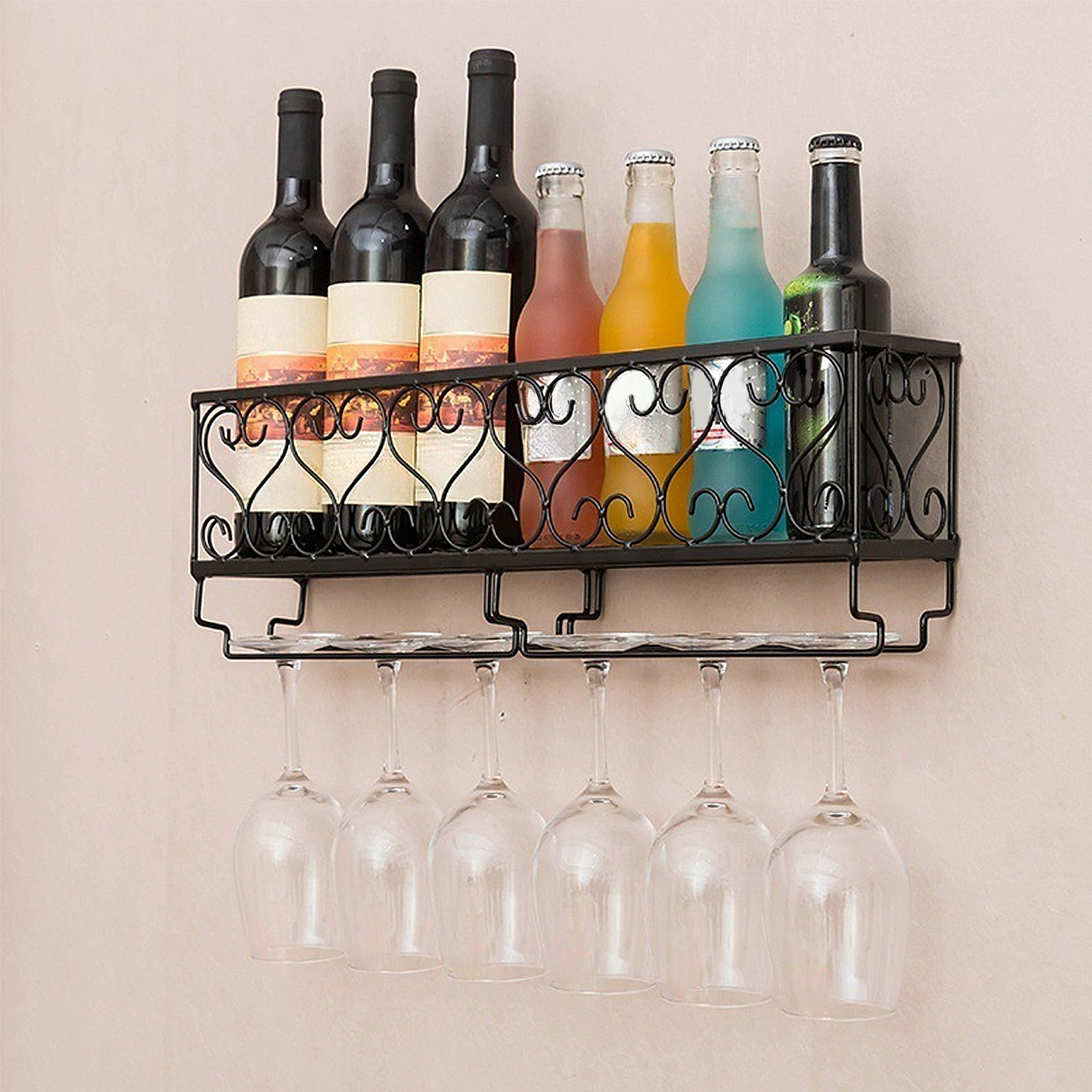 Home Bar Stand - Porte-bouteilles mural en métal de haute