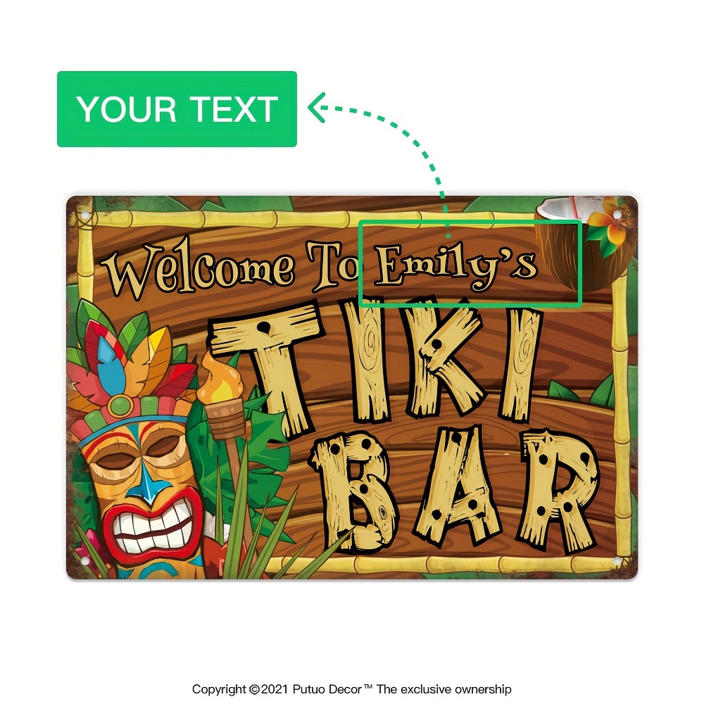 Home Bar Accessories - Panneau décoratif personnalisé pour bar Tiki,